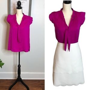 BANANA REPUBLIC • SIZE: M • BEAUTIFUL MAGENTA RUFFLE BLOUSE